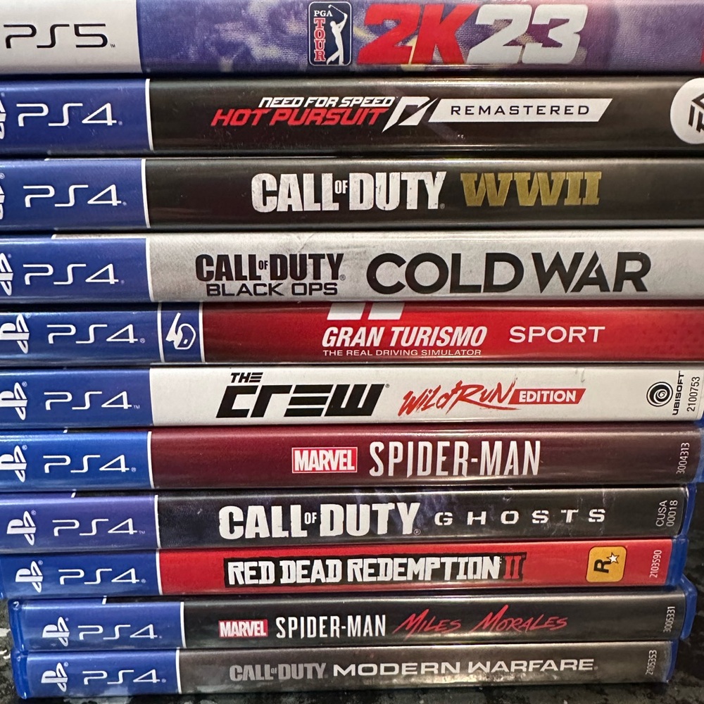Sony PS4 Video Game Collection - Blue, Black, Red